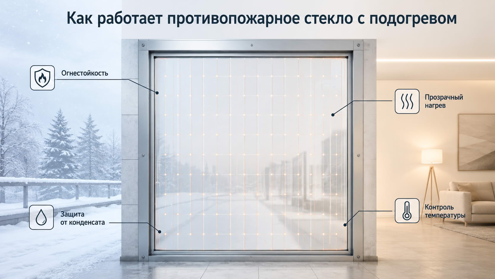 Что представляет собой противопожарное остекление с подогревом